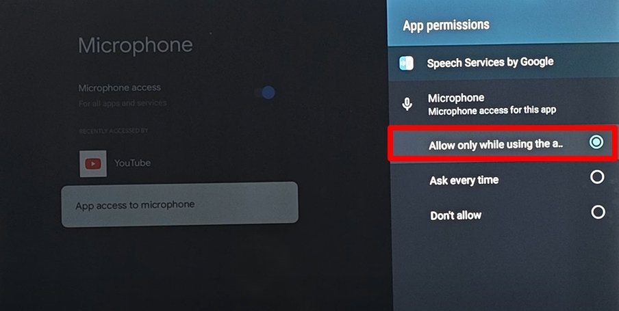 Включение доступа к микрофону для Speech Services by Google