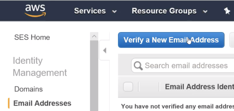 Кнопка Verify a New Email Address