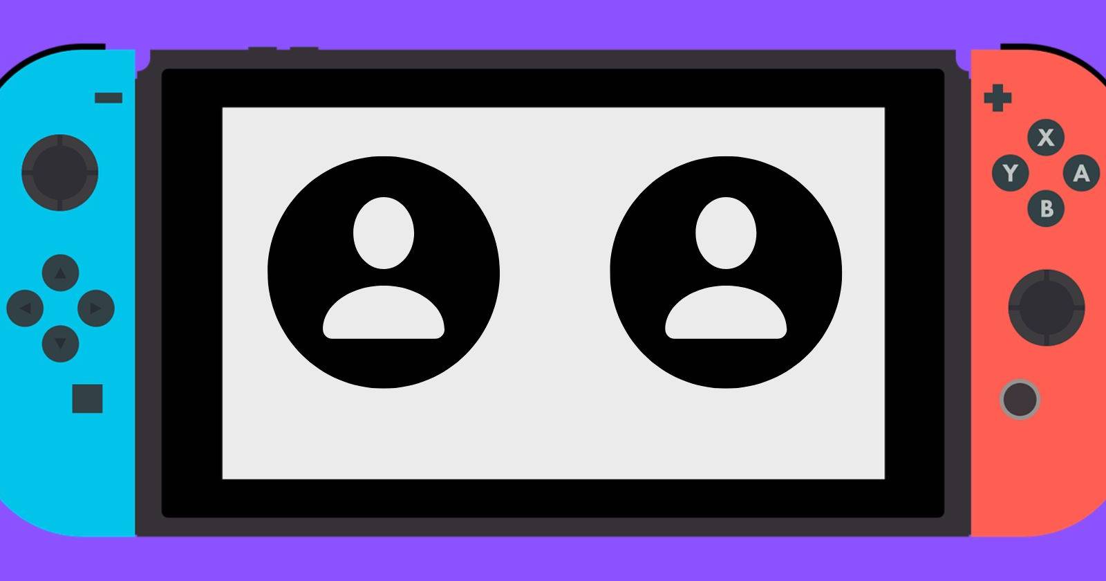 Векторное изображение Nintendo Switch с иконками пользователей на экране