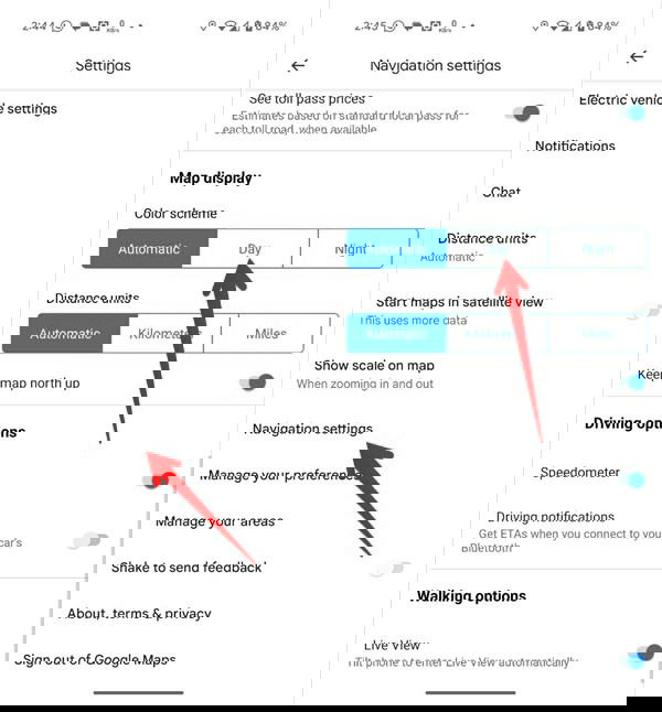 Настройки навигации в Google Maps на Android