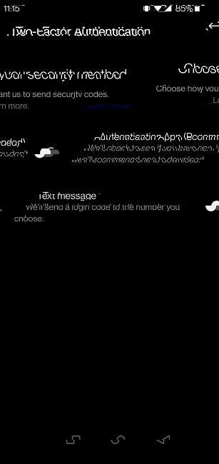 Options 2FA Instagram mobile