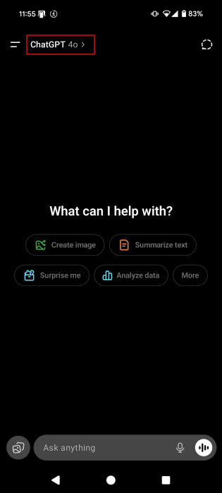 Conversazione con ChatGPT 4o su app mobile