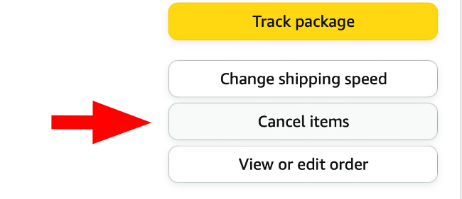 Начало отмены товара или заказа на Amazon