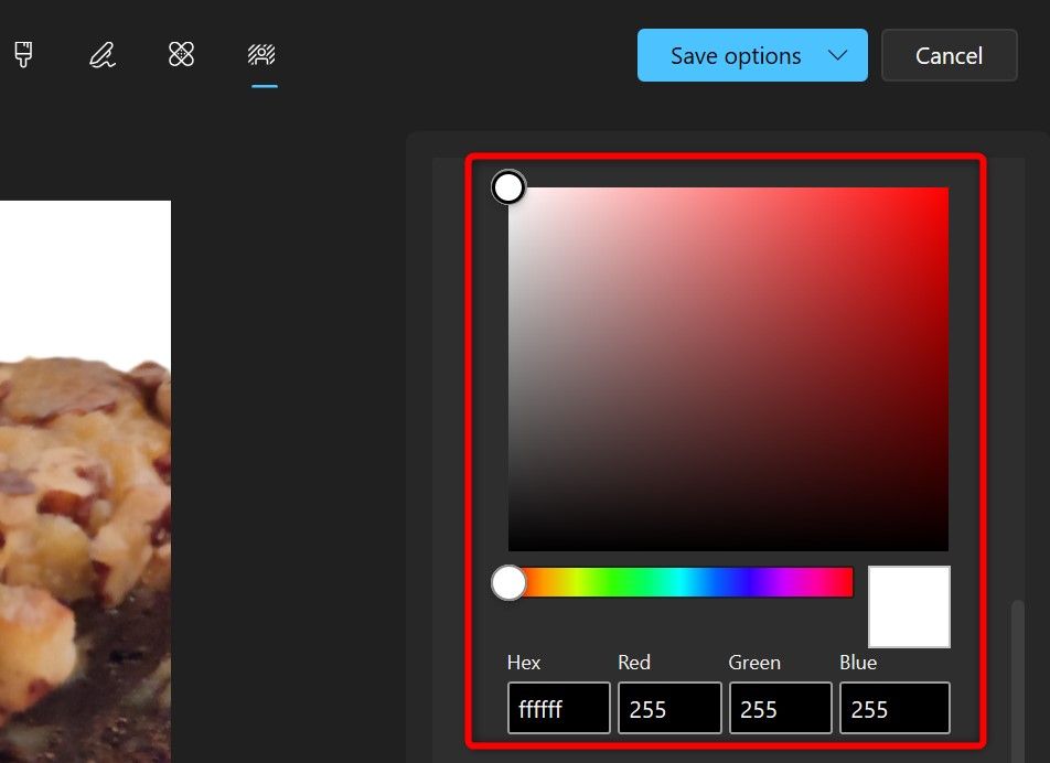 Палитра цветов для замены фона в Photos.