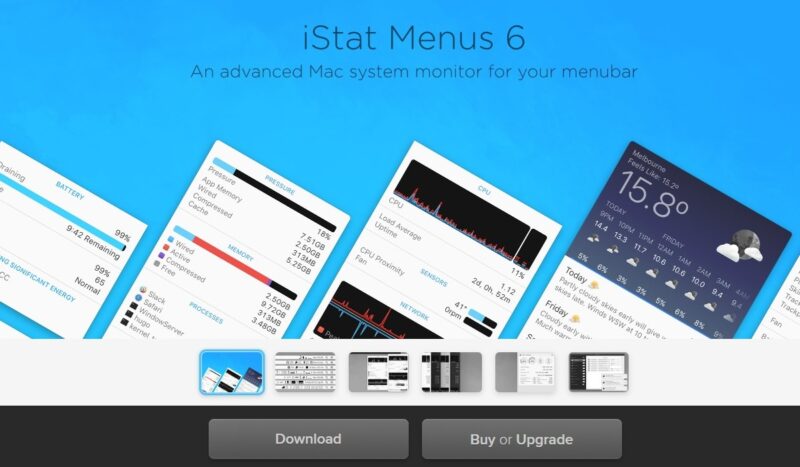 Скриншот iStat Menus с показателями температур
