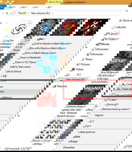 Опция шифрования через контекстное меню