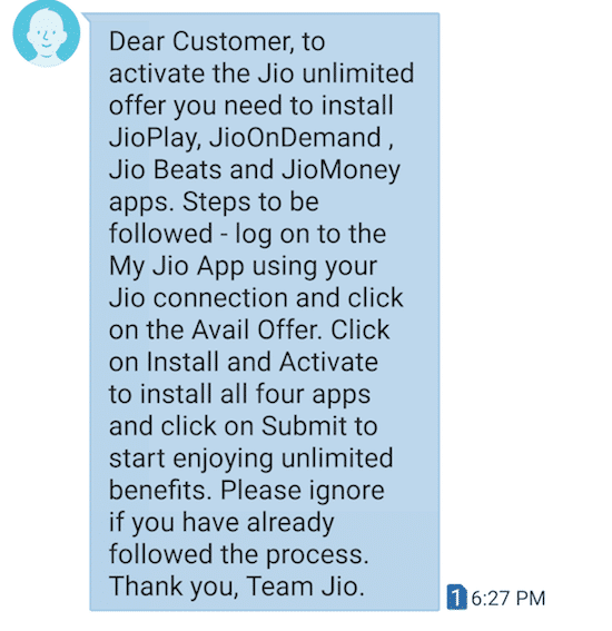 Подтверждение активации превью и интерфейс Jio