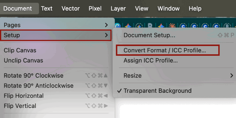 Параметры документа PSD: профиль цвета и варианты
