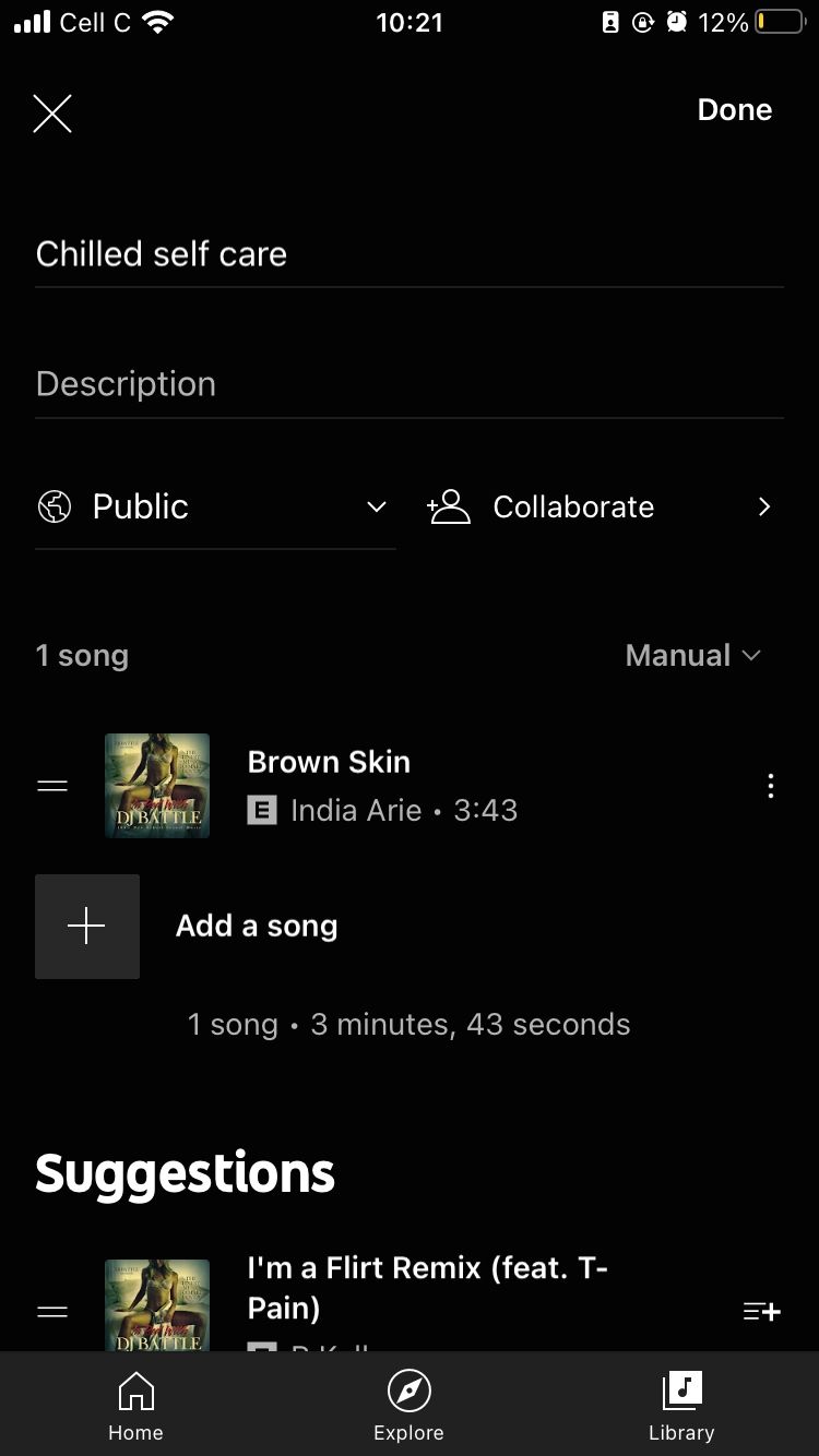 Опции редактирования плейлиста в мобильном приложении YouTube Music