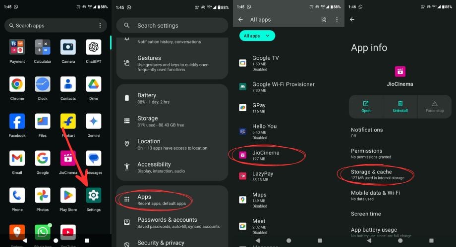 очистка кеша на Android