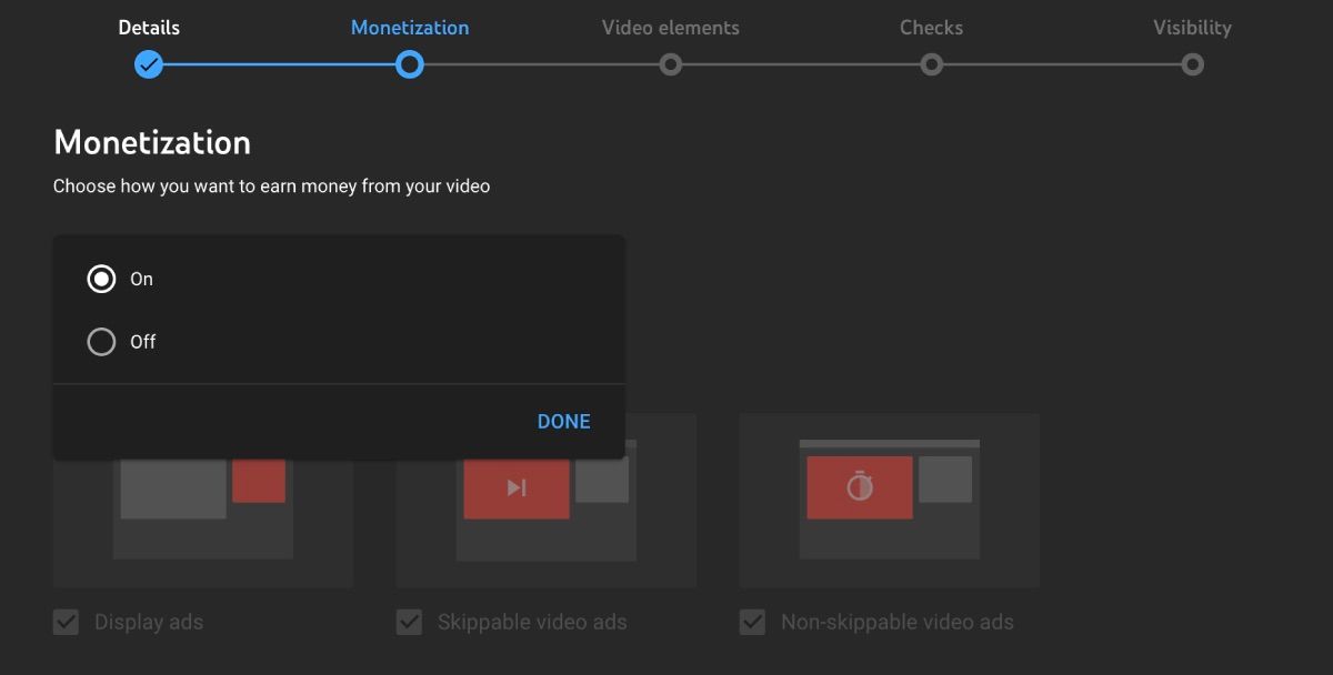Добавление монетизации к видео на YouTube