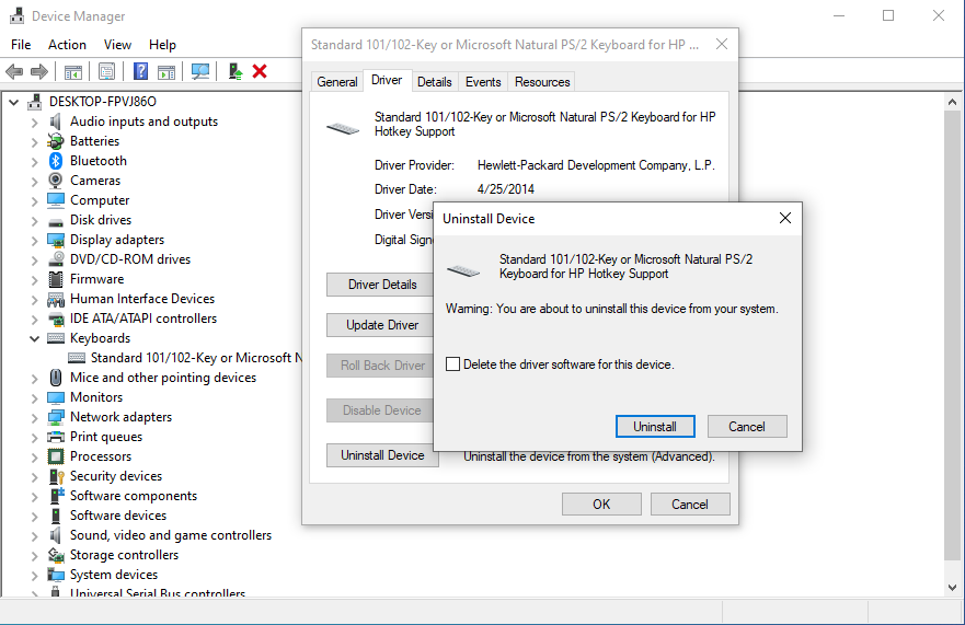 Диспетчер устройств и удаление драйвера