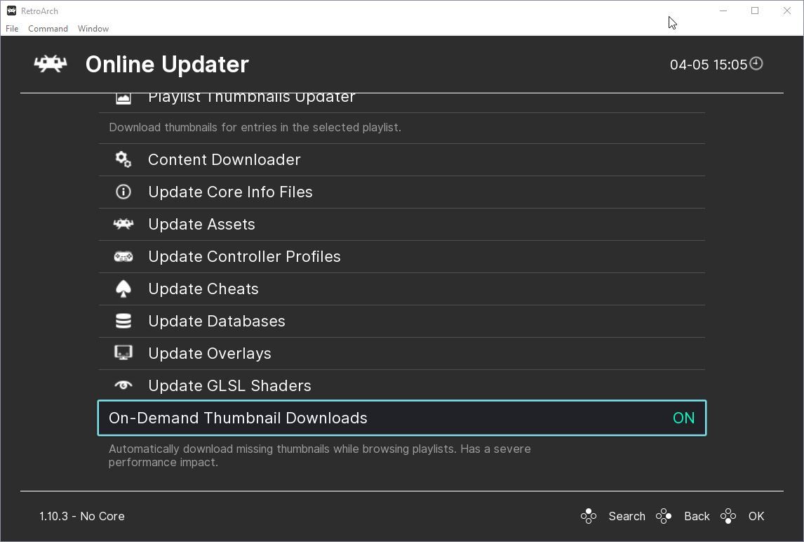 Опции обновления: Assets, Shaders, Cheats