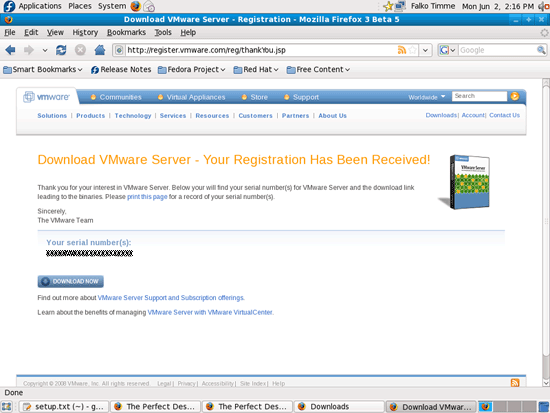 Серийный номер VMware Server
