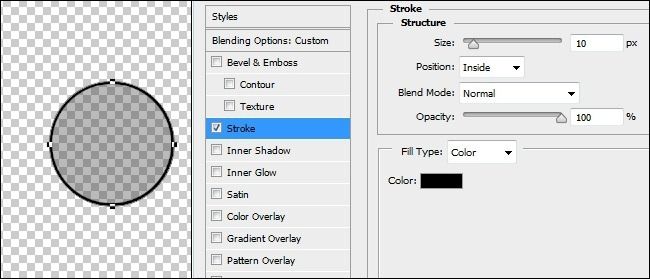 Круг с затемнённой заливкой и чёрной обводкой — заготовка для кисти