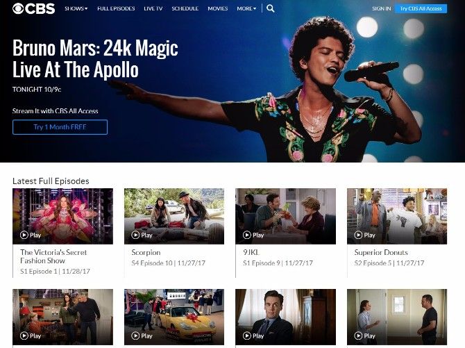 Библиотека сериалов и прямой эфир CBS All Access