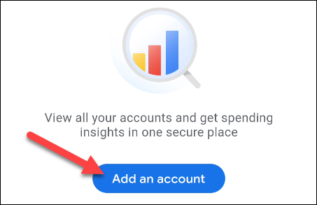 Кнопка добавления счёта в приложении Google Pay