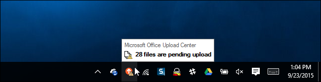 Значок Upload Center на панели задач