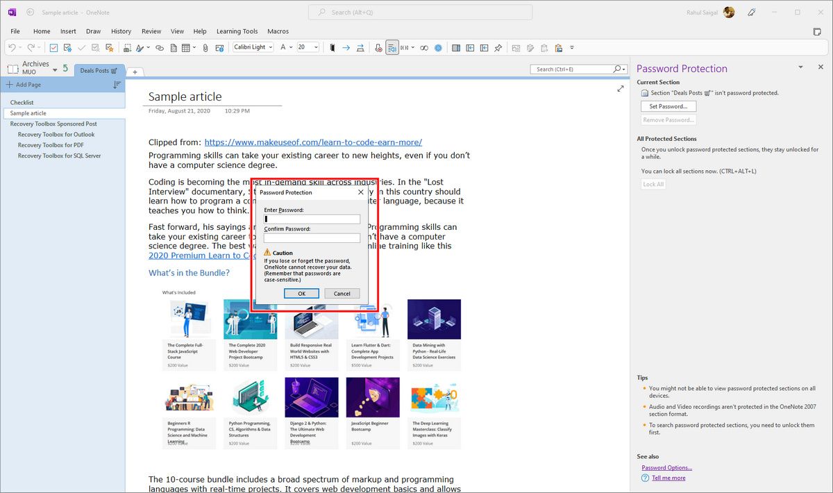 Ввод пароля для раздела