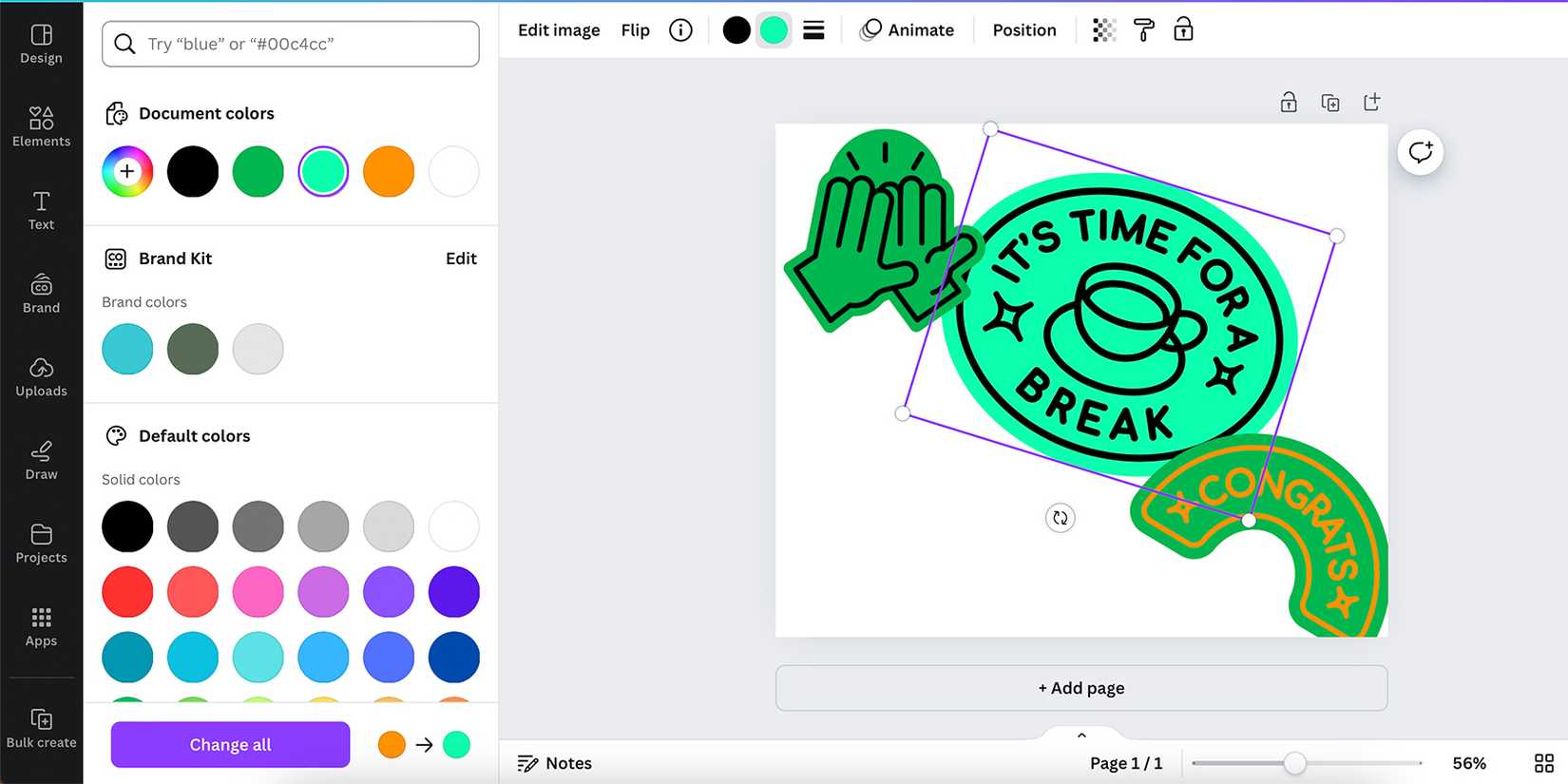 Перекрашивание графических элементов в Canva
