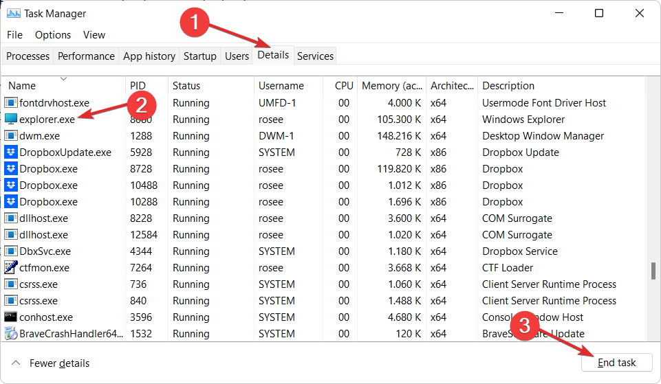 Завершение процесса Explorer в Диспетчере задач