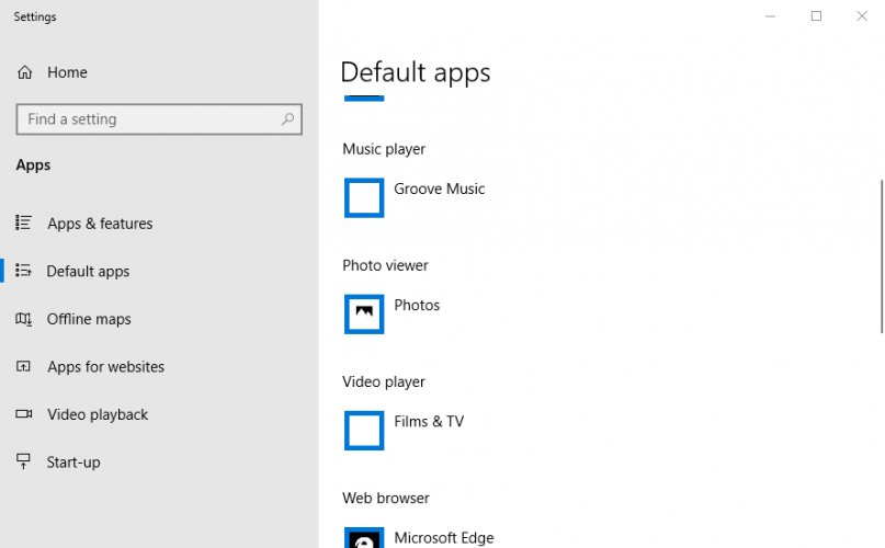 Параметры приложений по умолчанию — выбор Просмотрщика изображений