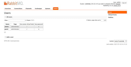 Utilisateurs RabbitMQ