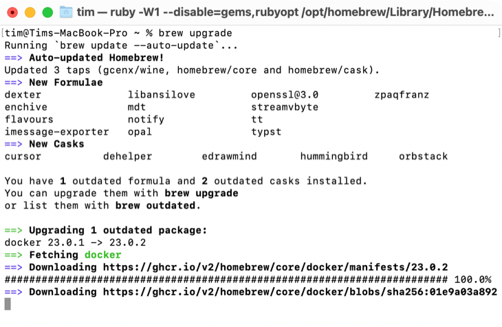 Обновление Homebrew через brew upgrade