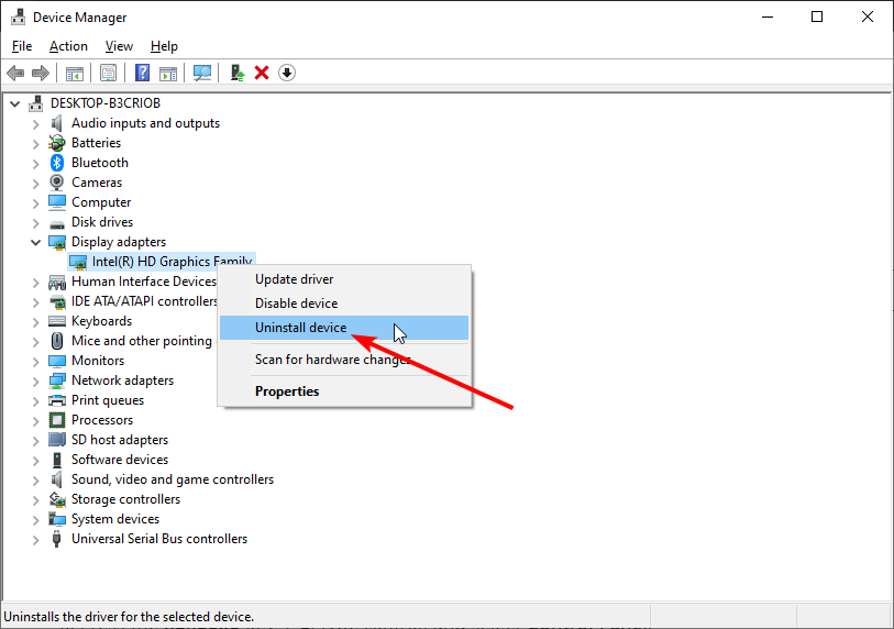 Подтверждение удаления устройства в Windows