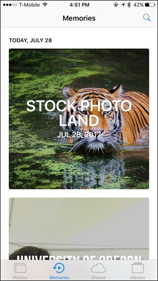 Список Воспоминаний с превью и датами