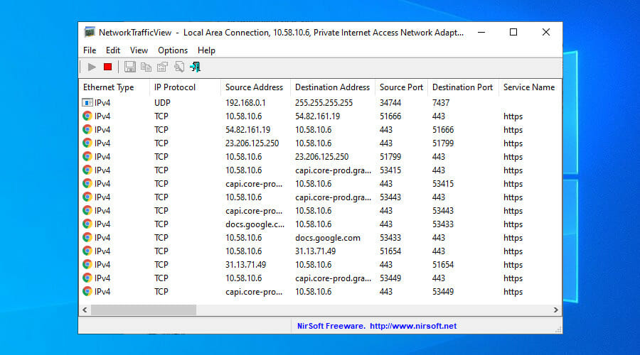Запуск NetworkTrafficView для мониторинга трафика