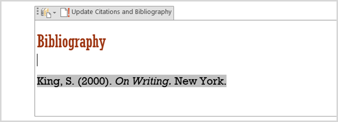 Bibliography Table Word