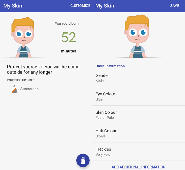 Информация о типе кожи в приложении UVLens.