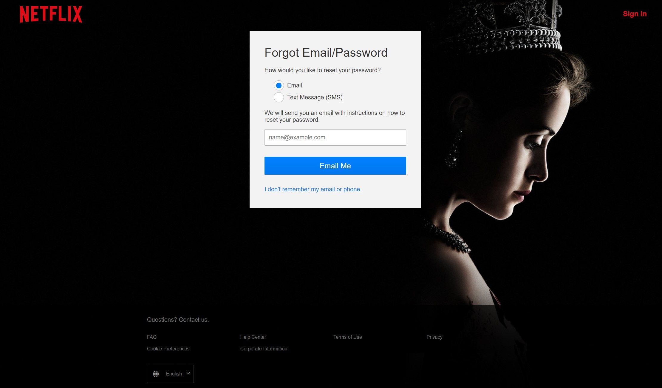 Netflix help forgot password