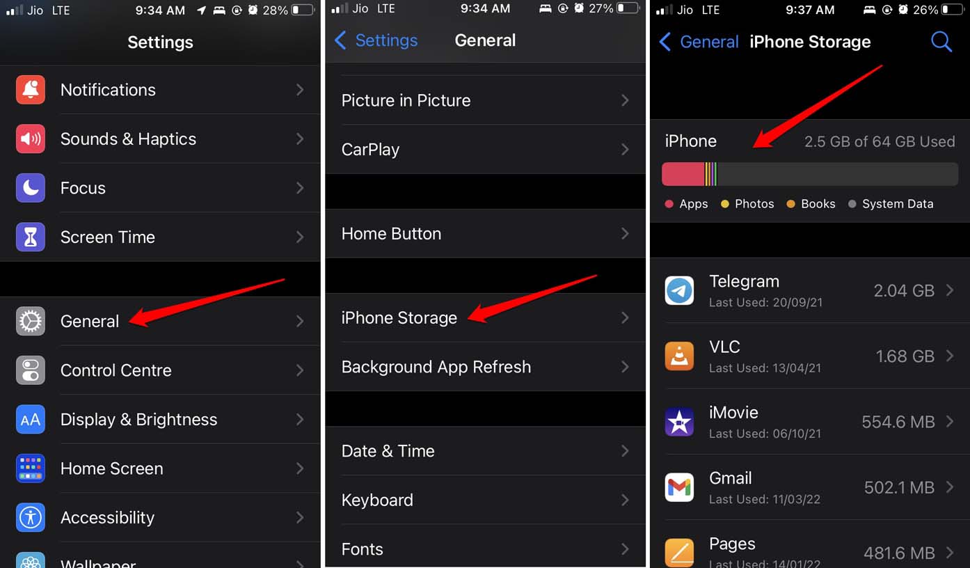 Проверка свободного места на iPhone