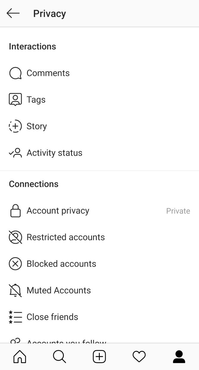 Instagram privacy settings