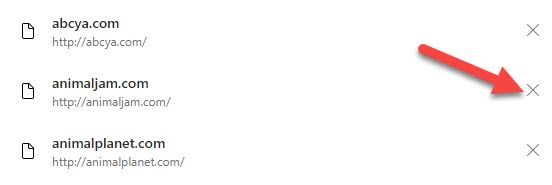 Удаление сайта из списка разрешённых в Kids Mode