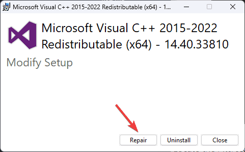 Repair - Msv1160cp10.dll