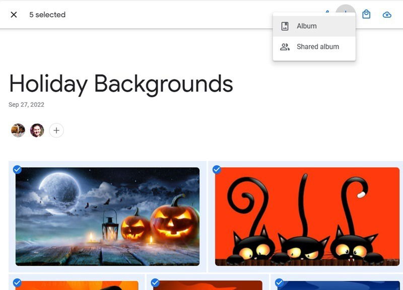 Добавление общих фото в новый аккаунт Google Фото