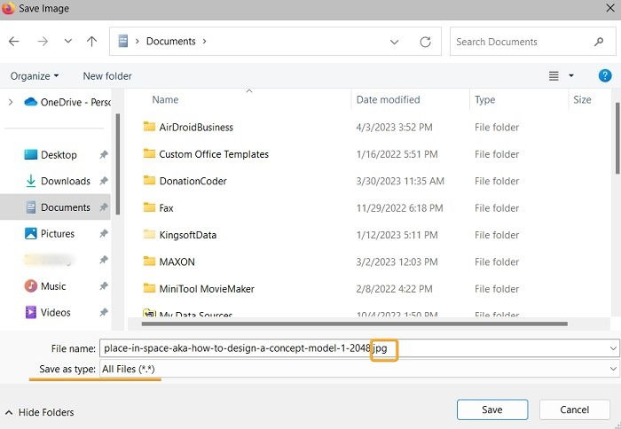 Изменение расширения файла с .webp на .jpg при сохранении