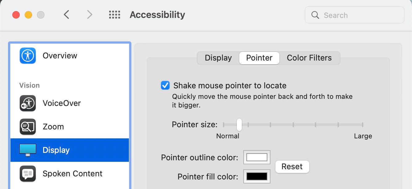 Изменение размера указателя на Mac
