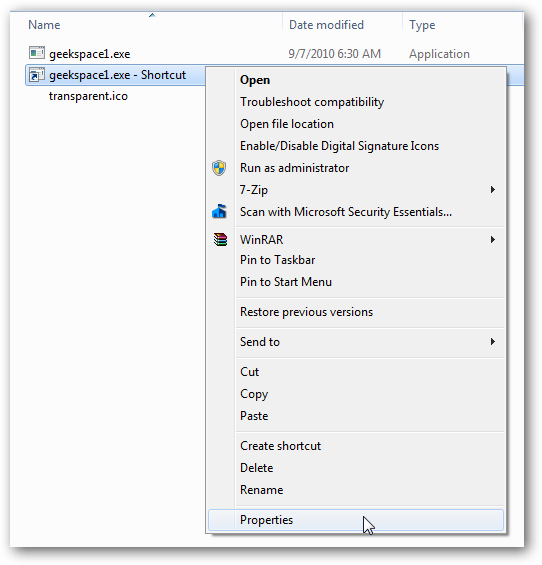 Окно Свойства ярлыка для изменения значка