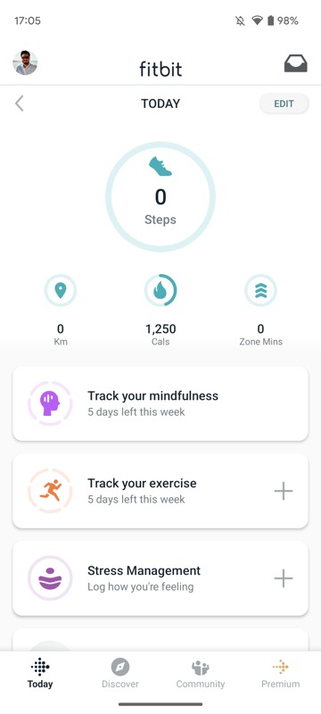 главный экран Fitbit для Android