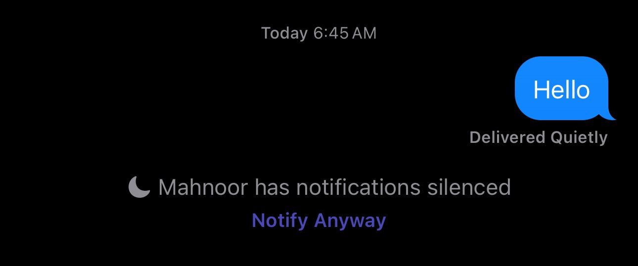 Экран с показанным статусом «Фокус» на iPhone