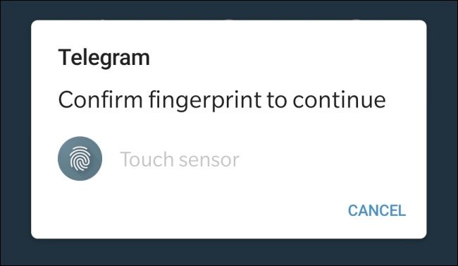 Разблокировка Telegram на Android по отпечатку