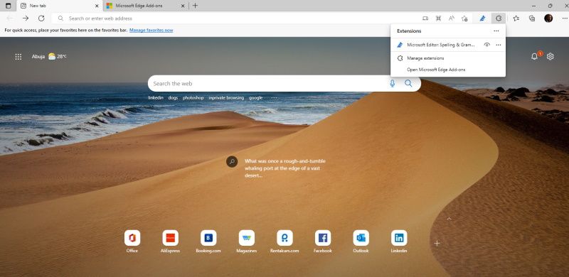Страница магазина расширений Edge