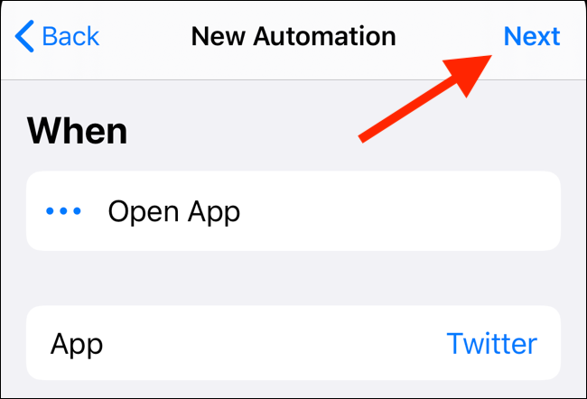 Нажмите Далее после выбора приложения