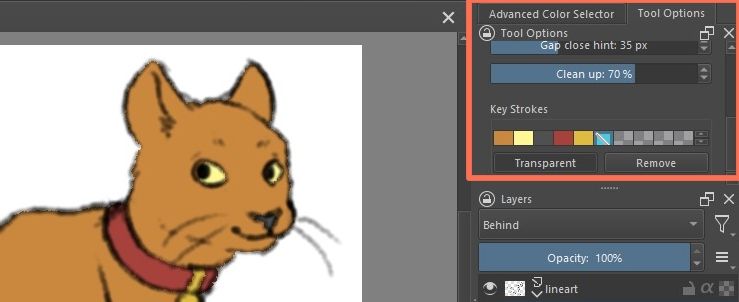 обновление настроек прозрачности для colorize mask в krita