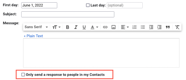 Опция отправлять только контактам