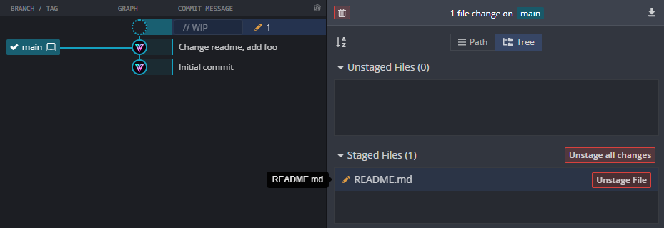 Скриншот: результат git revert с --no-commit перед корректировкой
